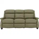 Warrendale Power Reclining Sofa with Power Headrests in Oasis Olive Green Top-Grain Leather